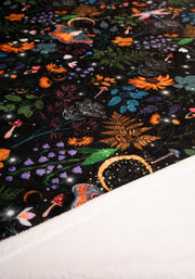 Pop-under Black Magical Moth Print Plush Blanket