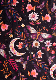 Pop-under Moths & Moon Print Plush Blanket