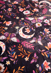 Pop-under Moths & Moon Print Plush Blanket