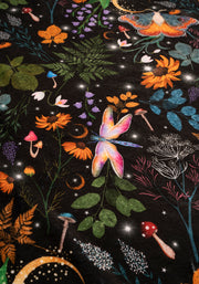 Pop-under Black Magical Moth Print Plush Blanket
