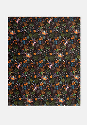 Pop-under Black Magical Moth Print Plush Blanket