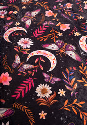 Pop-under Moths & Moon Print Plush Blanket