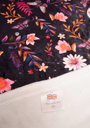 Pop-under Moths & Moon Print Plush Blanket