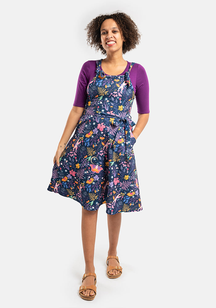 Tamar Navy Magical Moth Print Pinafore