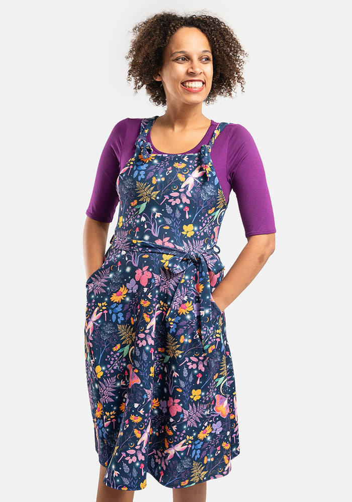 Tamar Navy Magical Moth Print Pinafore