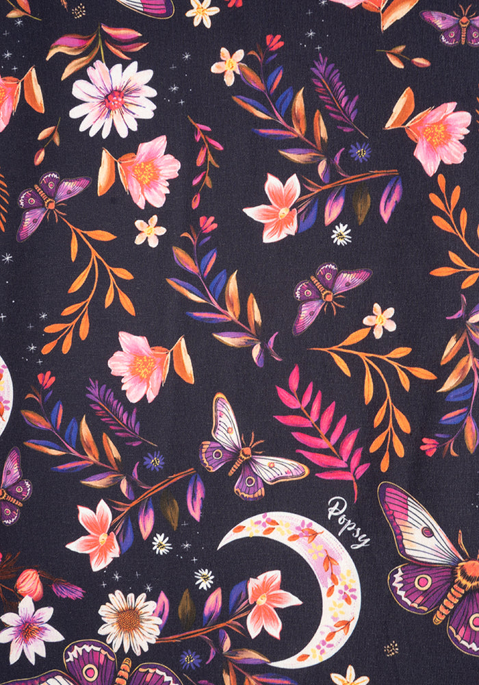 Kaltain Moths and Moon Print Midi Dress