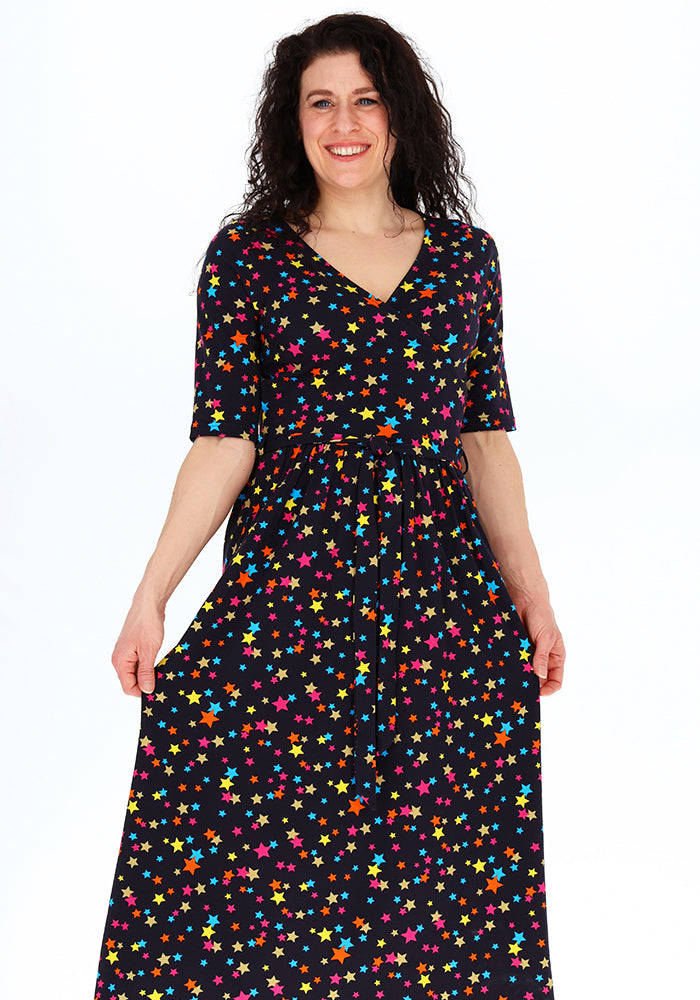 Fifth angle of Moxie Stars Print Summer Cotton Statement Midi Dress