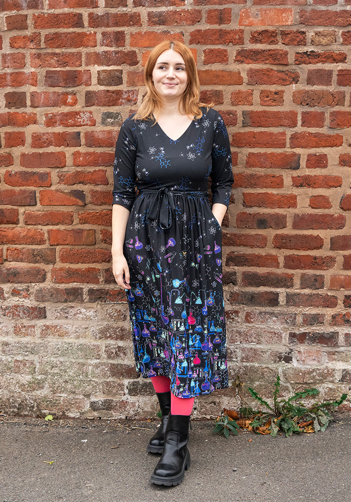 Muriel Science Border Print Midi Dress