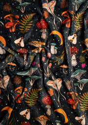 Pop-under Woodland Mushroom Print Plush Blanket