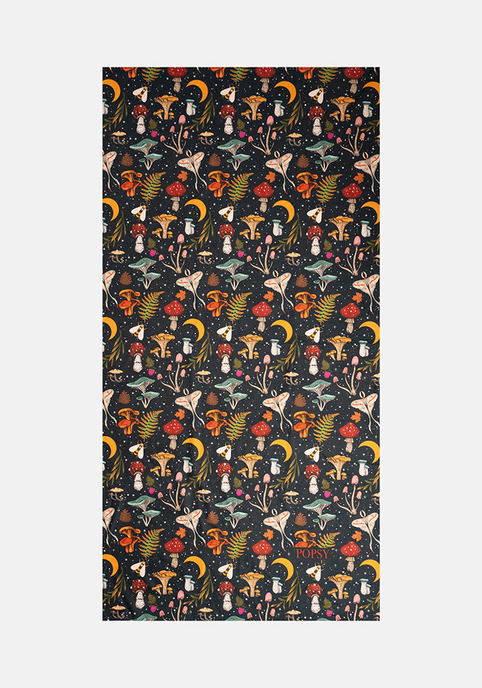 Front view of Woodland Mushroom Print Large Towel