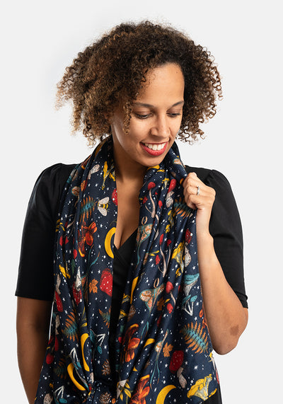 Mushroom & Moth Print Scarf