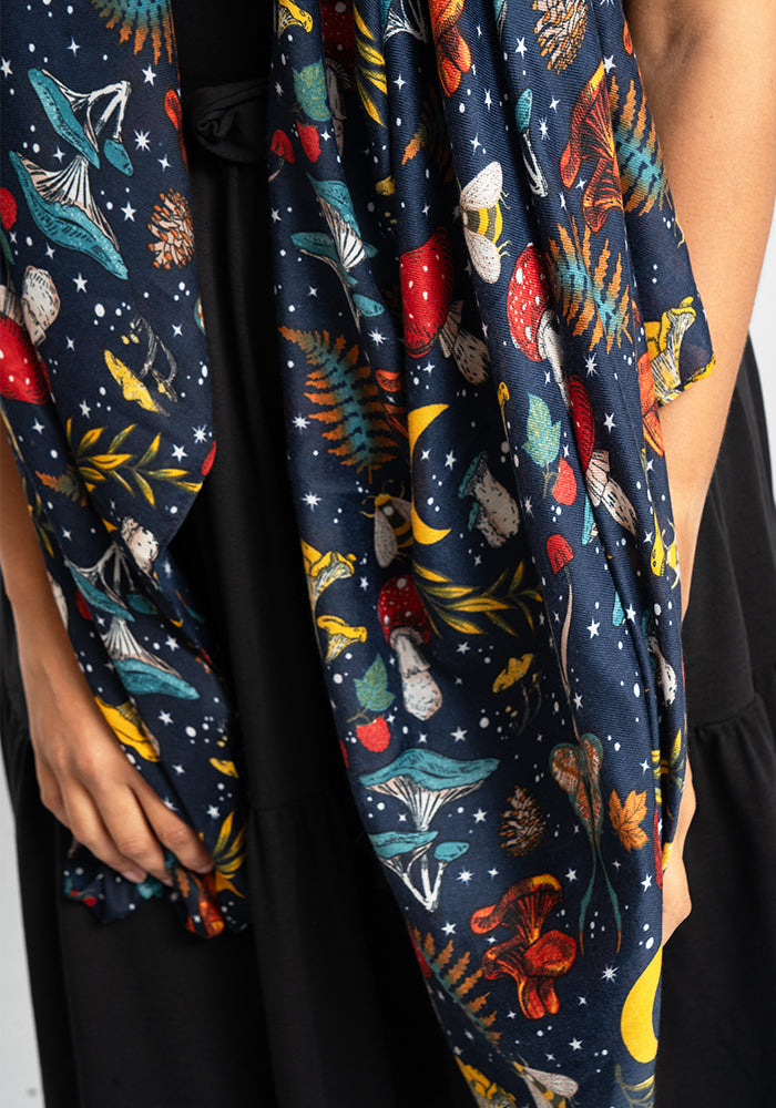 Mushroom & Moth Print Scarf