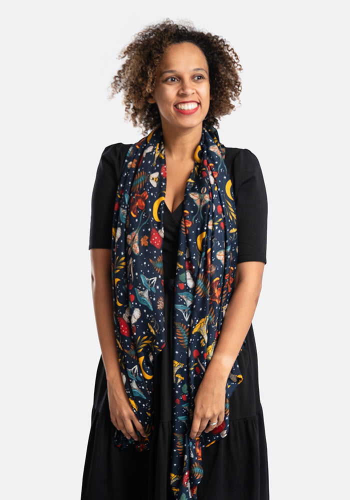 Mushroom & Moth Print Scarf