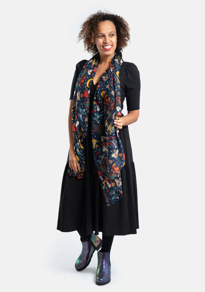Mushroom & Moth Print Scarf