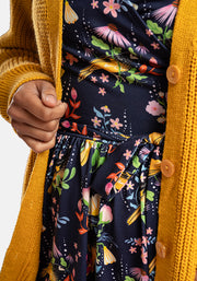Mustard Long Line Cable Sleeve Cardigan