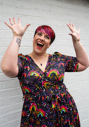 Mya Multi Coloured Animal & Rainbow Print Midaxi Dress