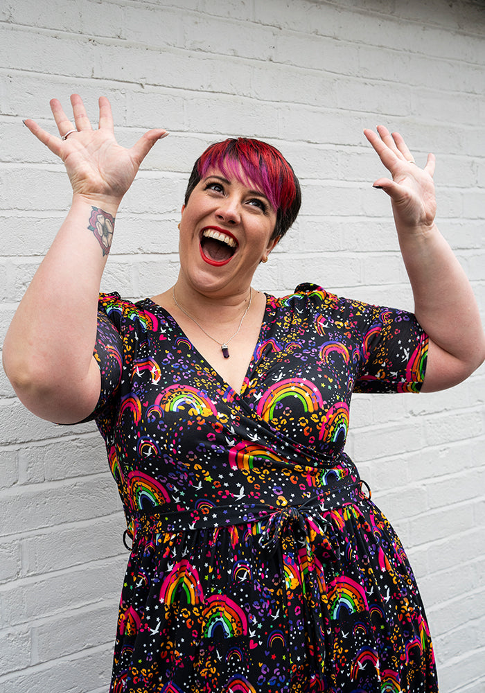 Mya Multi Coloured Animal & Rainbow Print Midaxi Dress