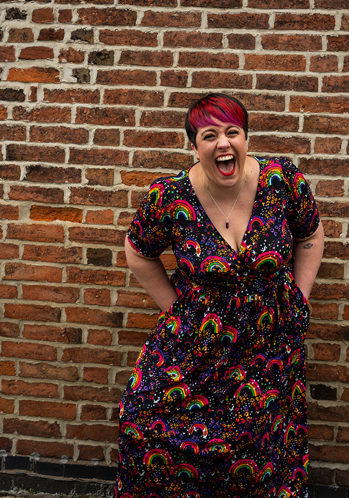 Mya Multi Coloured Animal & Rainbow Print Midaxi Dress