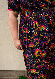 Mya Multi Coloured Animal & Rainbow Print Midaxi Dress