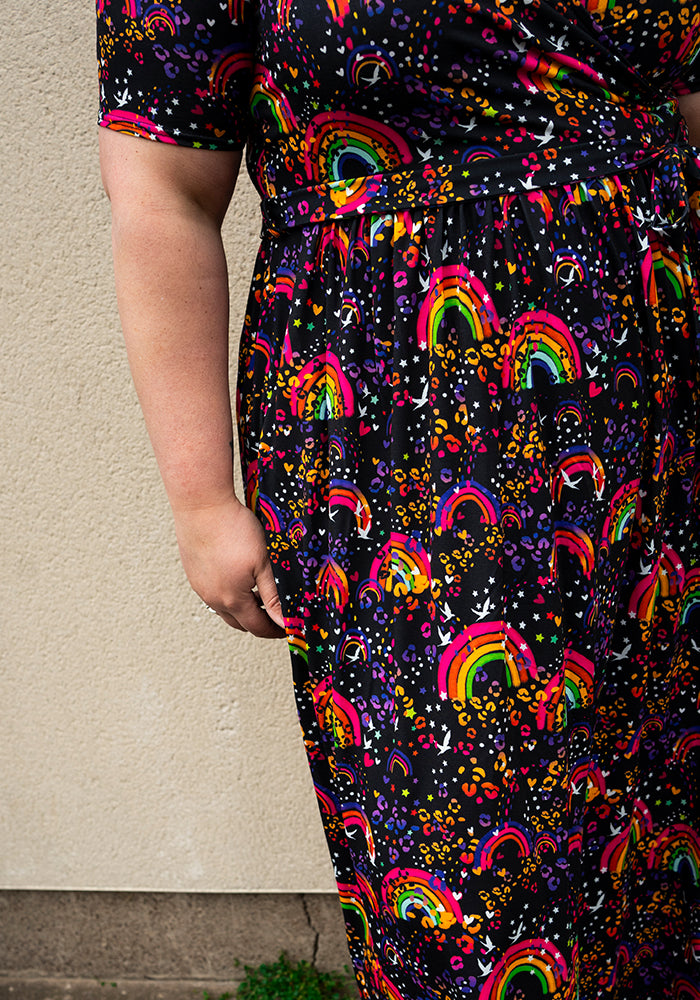 Mya Multi Coloured Animal & Rainbow Print Midaxi Dress