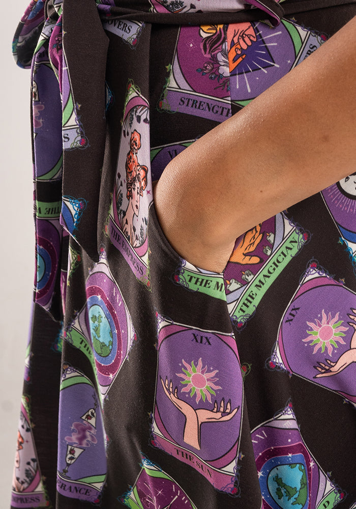 Mystic Tarot Card Print Full Skirt Dress