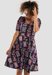 Mystic Tarot Card Print Full Skirt Dress