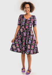 Mystic Tarot Card Print Full Skirt Dress