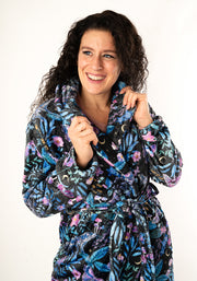 Mystical Moth Print Hooded Dressing Gown