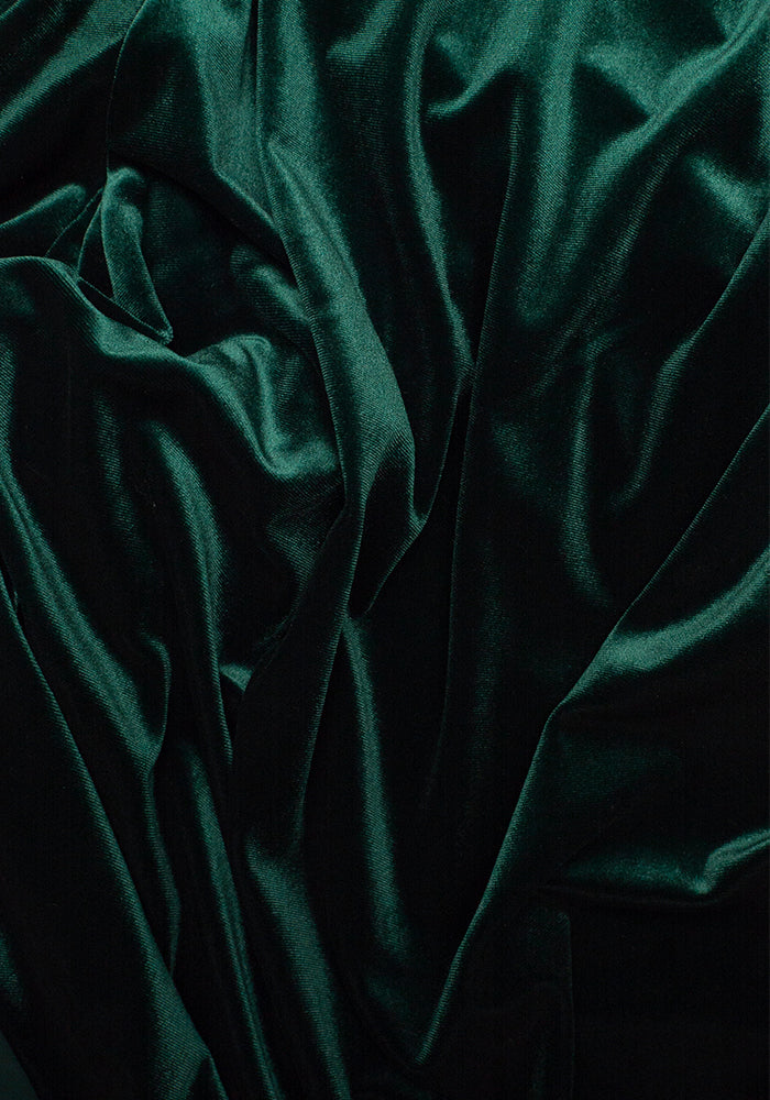 Forest Bottle Green Velvet Dress