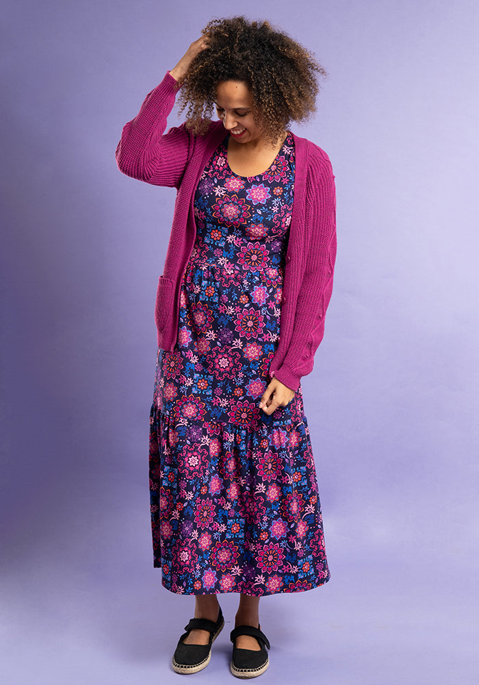 Nadia Watercolour Tile Print Cotton Midaxi Dress