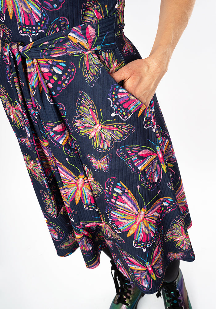 Fourth angle of Nadine Sketched Butterflies Print Dress