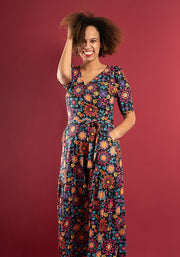 Nahla Bright Painted Tile Print Tiered Hem Midaxi Dress