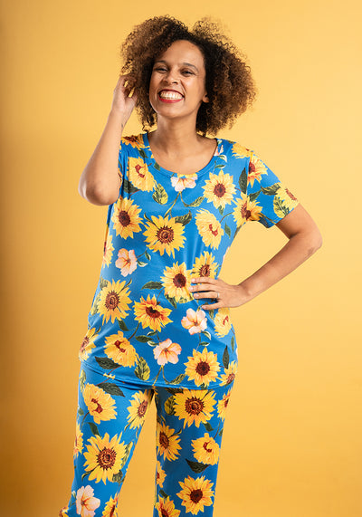 Nanala Blue Sunflowers Print Pyjama Set