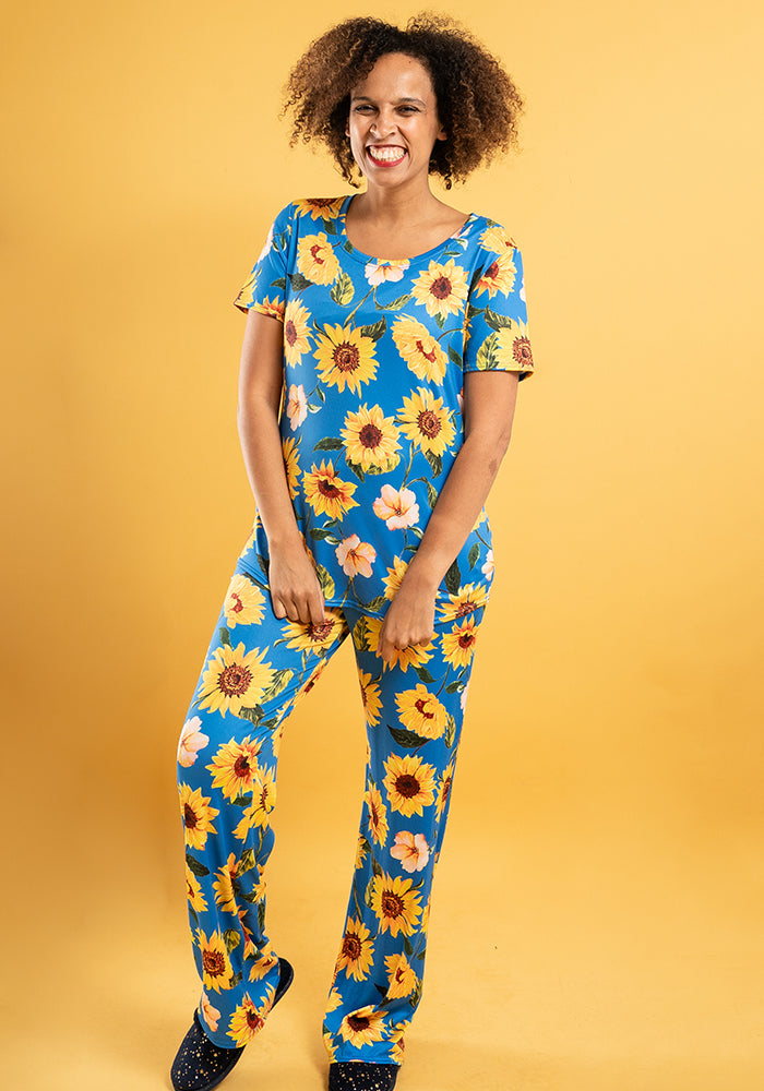 Nanala Blue Sunflowers Print Pyjama Set