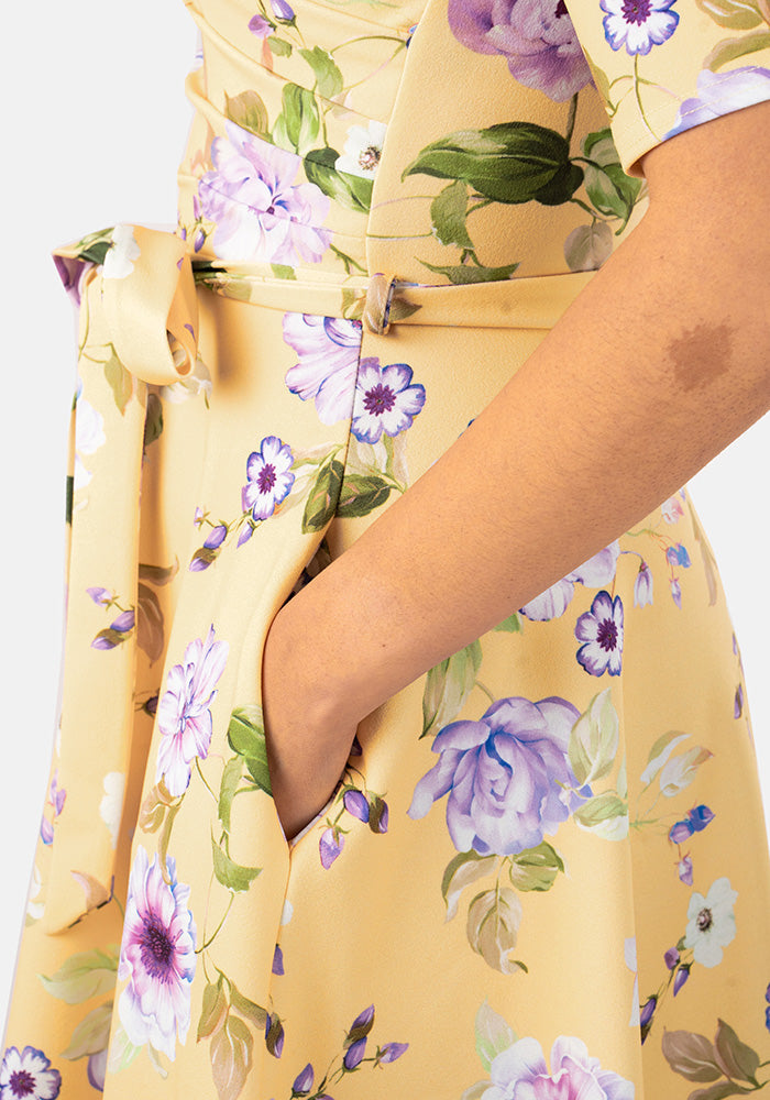 Nancie Lemon Floral Print Swing Dress