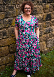 Nash Bright Animal Print Tiered Hem Viscose Midi Dress