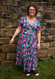 Nash Bright Animal Print Tiered Hem Viscose Midi Dress