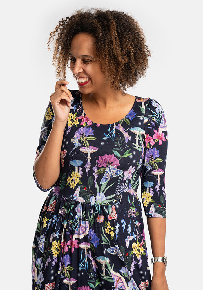 Nat Toadstool Floral Print Tiered Hem Viscose Midaxi Dress