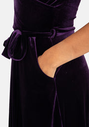 Natalya Purple Velvet Midi Dress