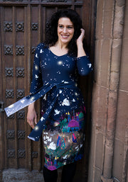 Carolus Nativity Border Print Cotton Dress