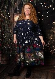 Josephine Nativity Border Print Cotton Midi Dress