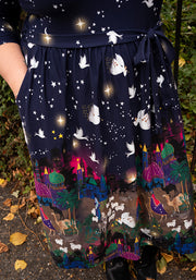 Josephine Nativity Border Print Cotton Midi Dress