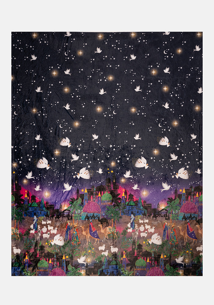 Pop-under Nativity Scene Print Plush Blanket
