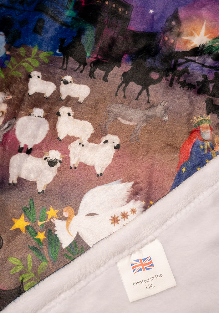 Pop-under Nativity Scene Print Plush Blanket