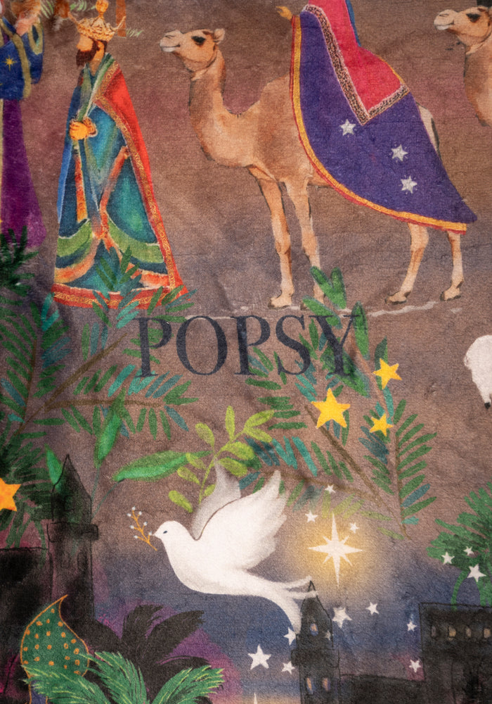 Pop-under Nativity Scene Print Plush Blanket