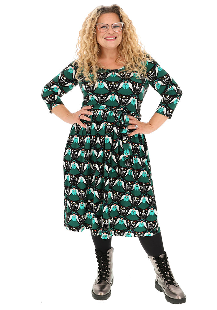 Nattie Christmas Angels Print Cotton Dress