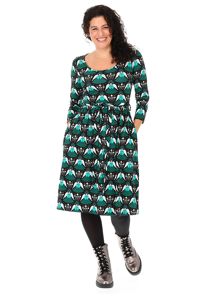 Nattie Christmas Angels Print Cotton Dress