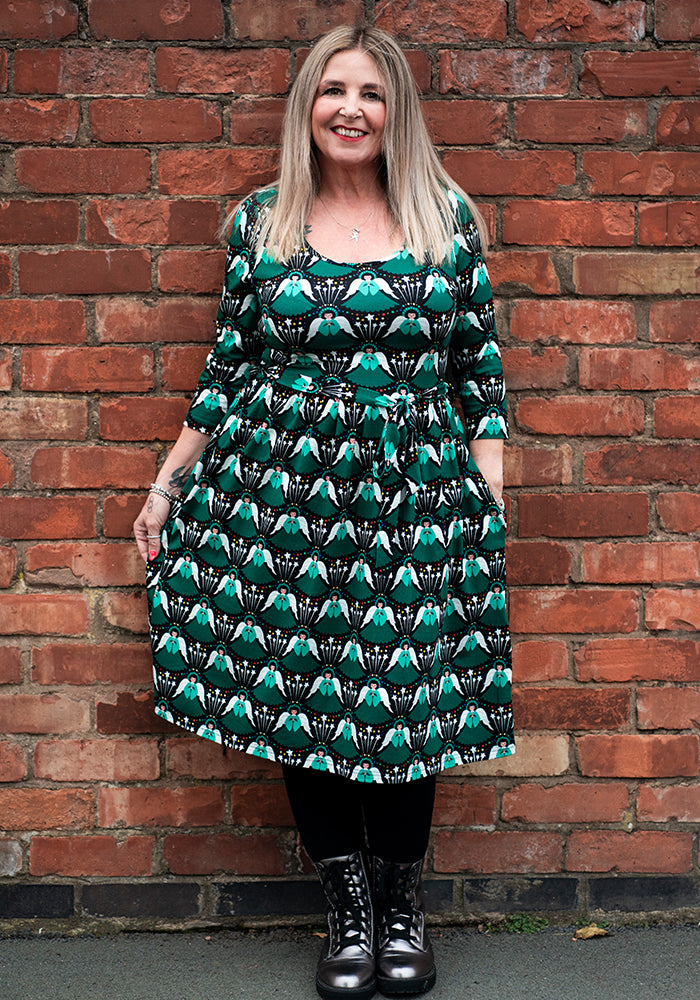 Nattie Christmas Angels Print Cotton Dress