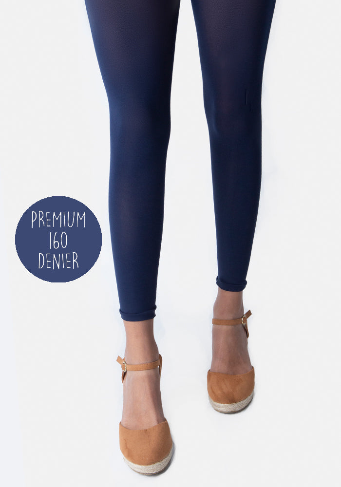 Second angle of 160 Denier Opaque Premium Footless Tights (Navy)