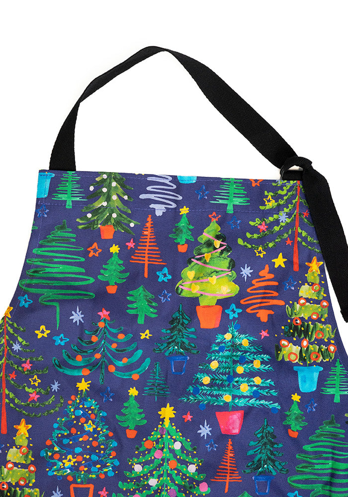 Navy Christmas Trees Print Apron